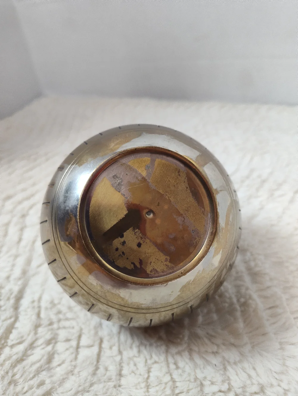 Rare West Elm Etched Metal Globe Ornament - Vintage Inspired Brass Tarnish